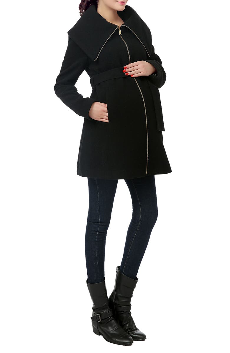 Kimi and Kai Mia High Collar Wool Blend Maternity Coat, Alternate, color, 