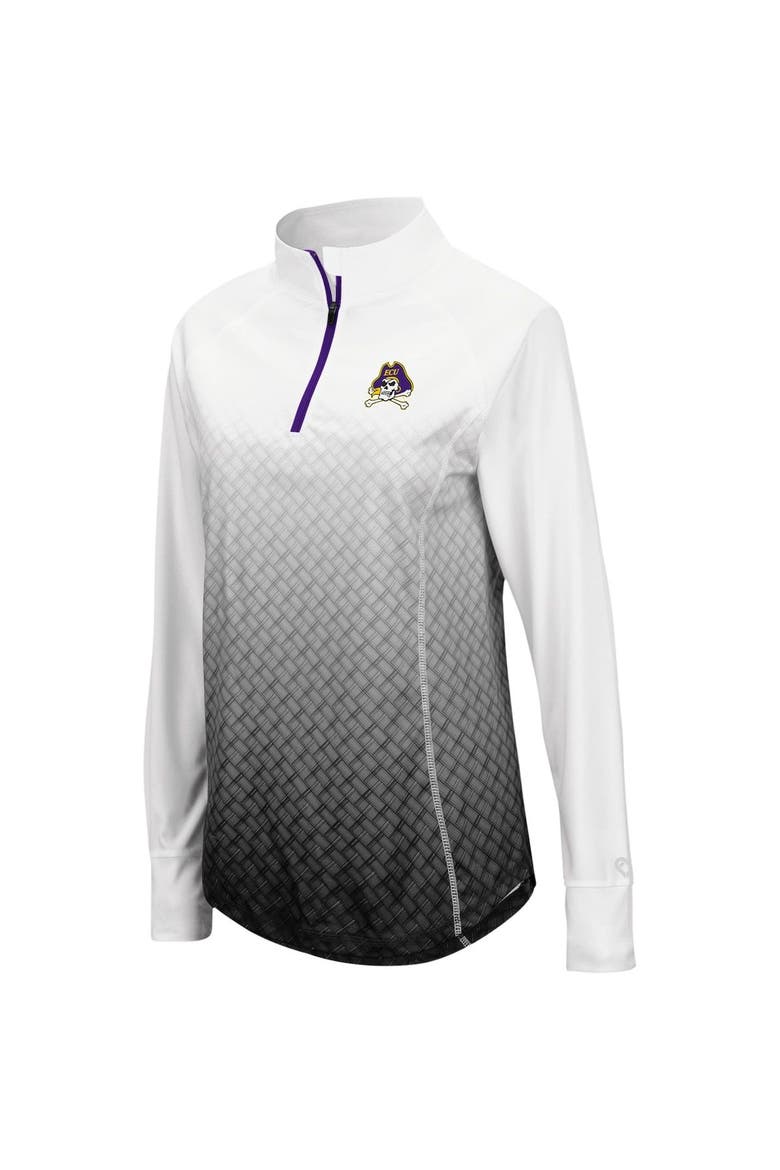 Women's Colosseum White/Black ECU Pirates Magic Ombre Lightweight Fitted Quarter-Zip Long Sleeve Top, Alternate, color, White