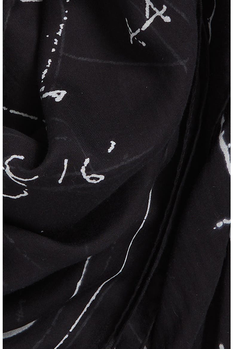 Temple Astrology Print Cotton Scarf, Alternate, color, BLACK/ MILK
