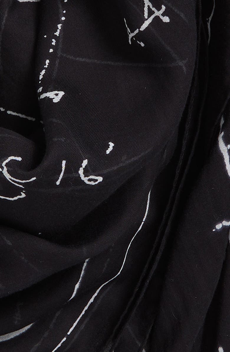 Rick Owens Temple Astrology Print Cotton Scarf, Alternate, color, Black/ Milk