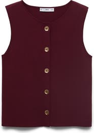 MANGO Button Front Fine Knit Vest