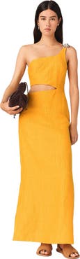 maje Asymmetrical Linen-Blend Dress