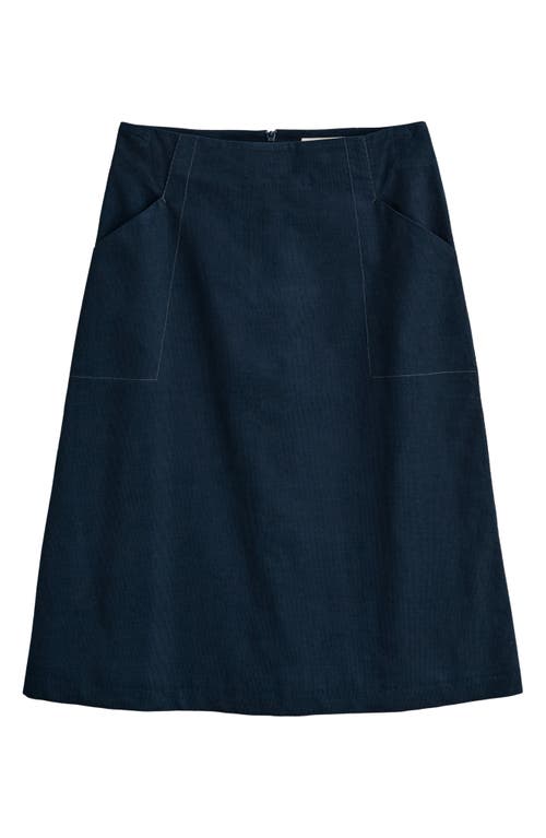 Seasalt Cornwall Forest View Organic Cotton Corduroy A-line Skirt In Black