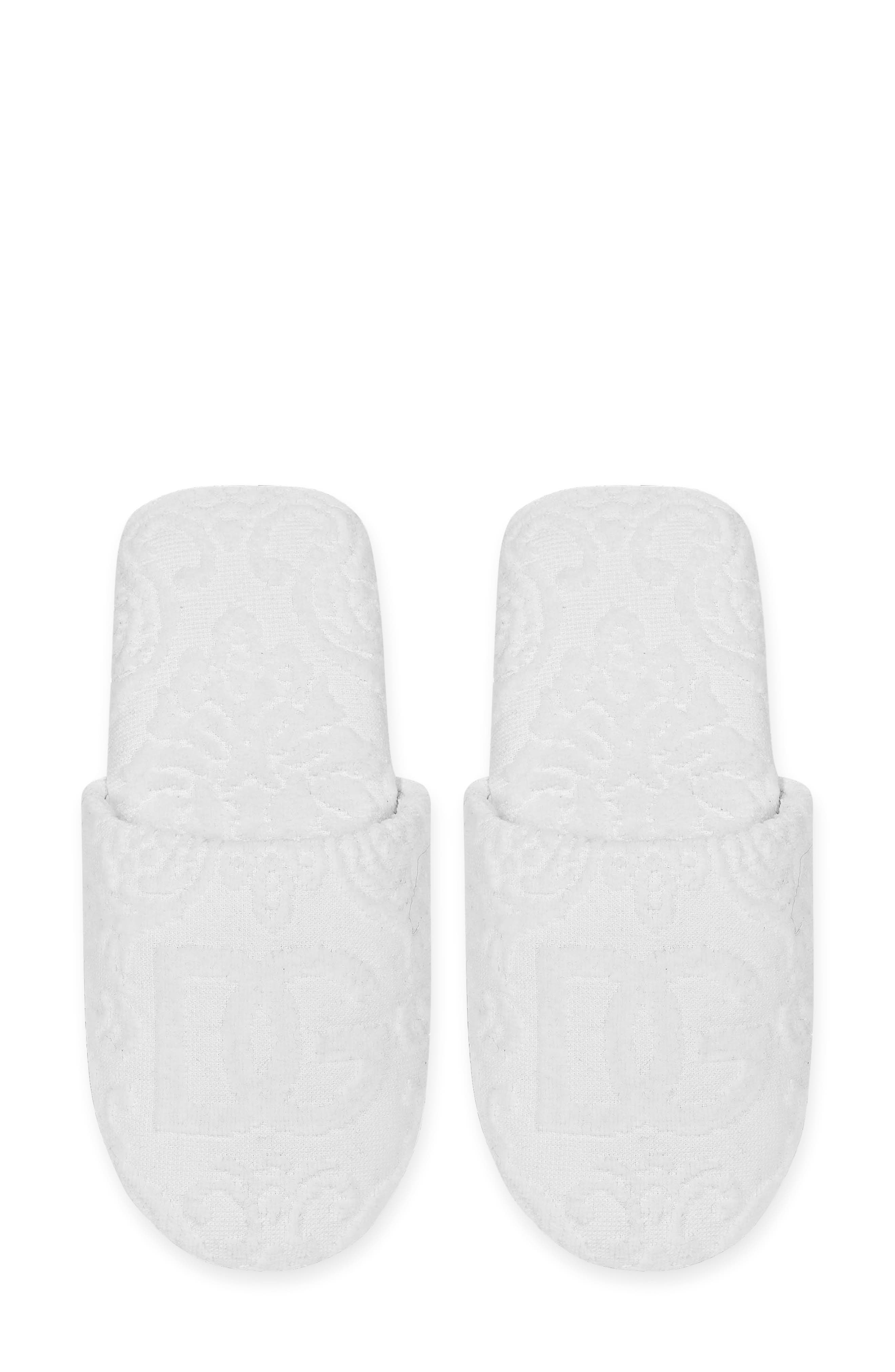 Dolce&Gabbana DG Logo Jacquard Cotton Terry Cloth Scuff Slipper, Alternate, color, White