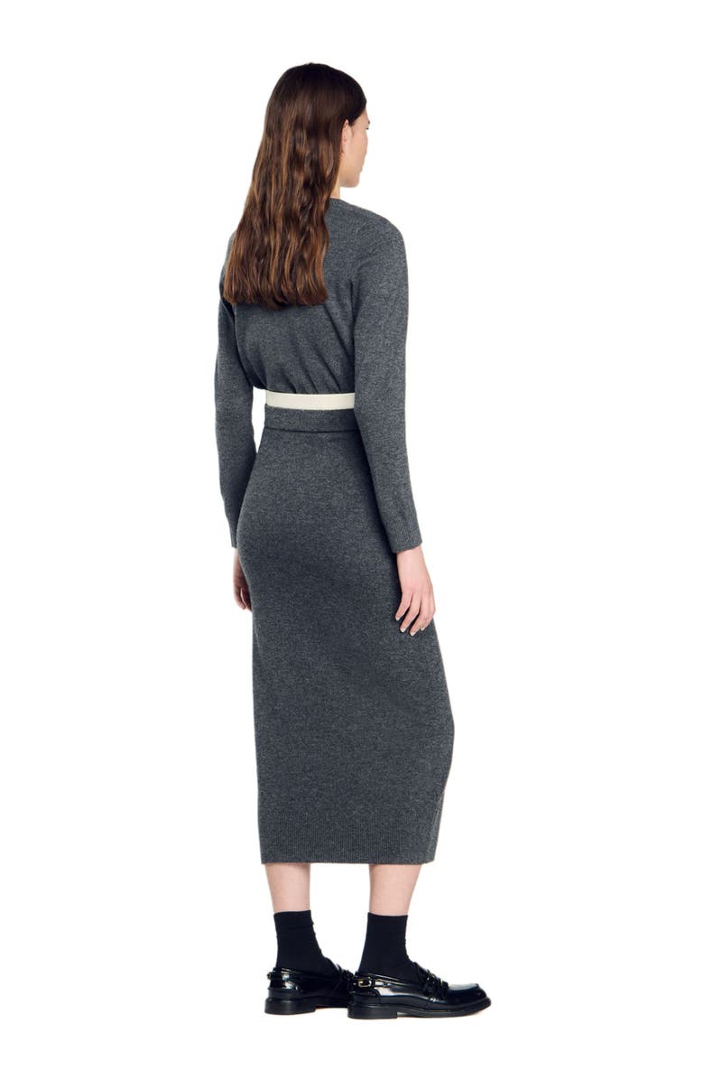 SANDRO Long double waistband skirt, Alternate, color, 