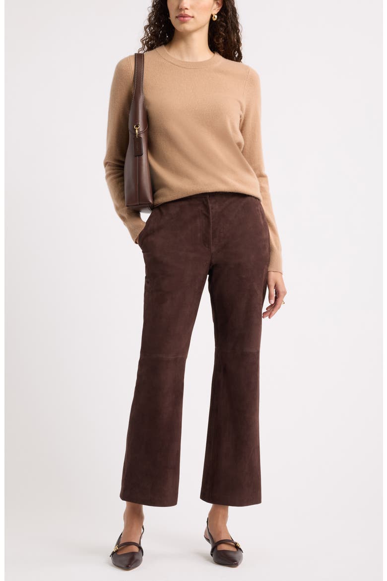 Suede Kick Flare Pants, Alternate, color, BROWN COFFEE