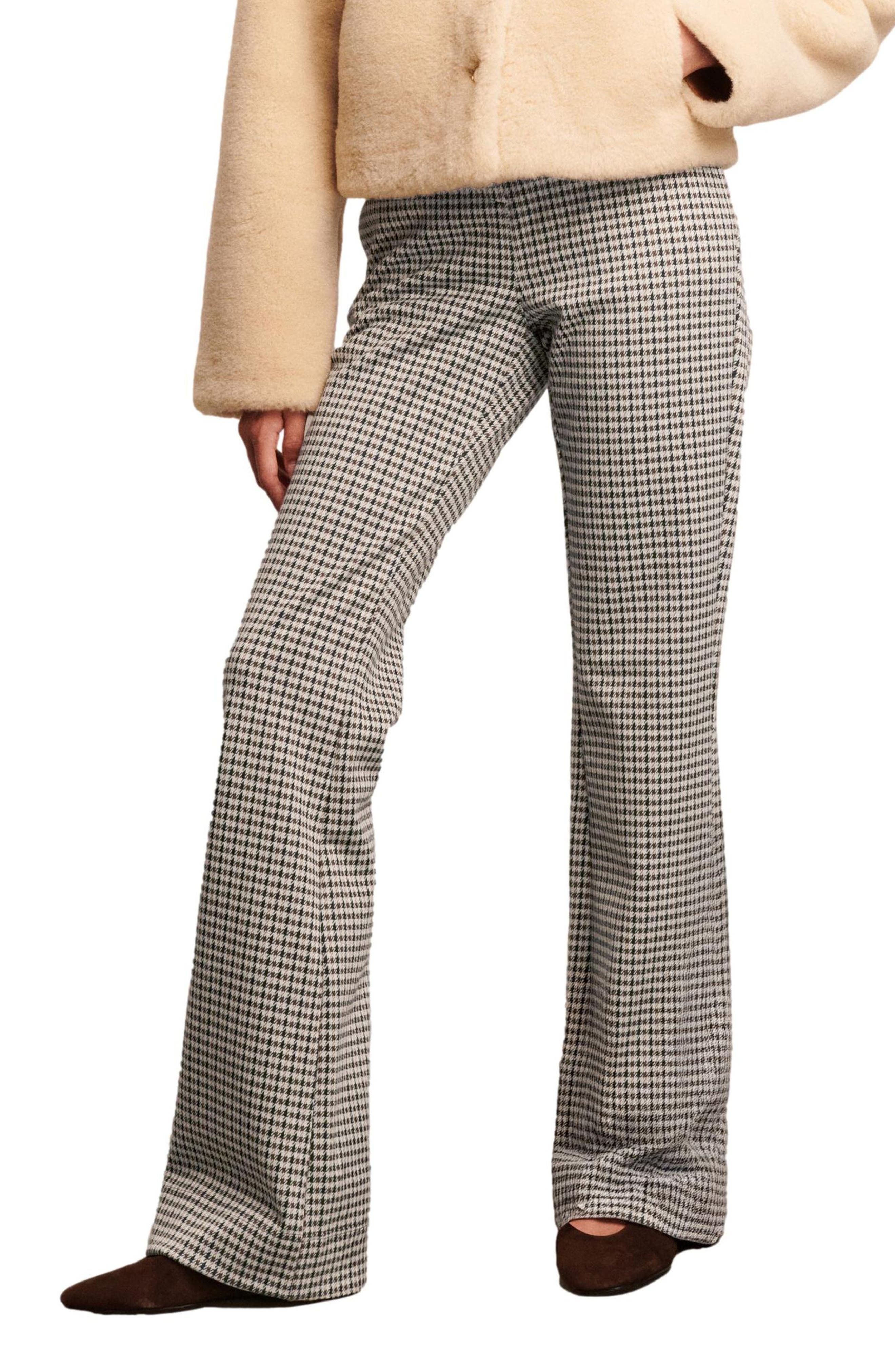 Houndstooth Check Bootcut Pants