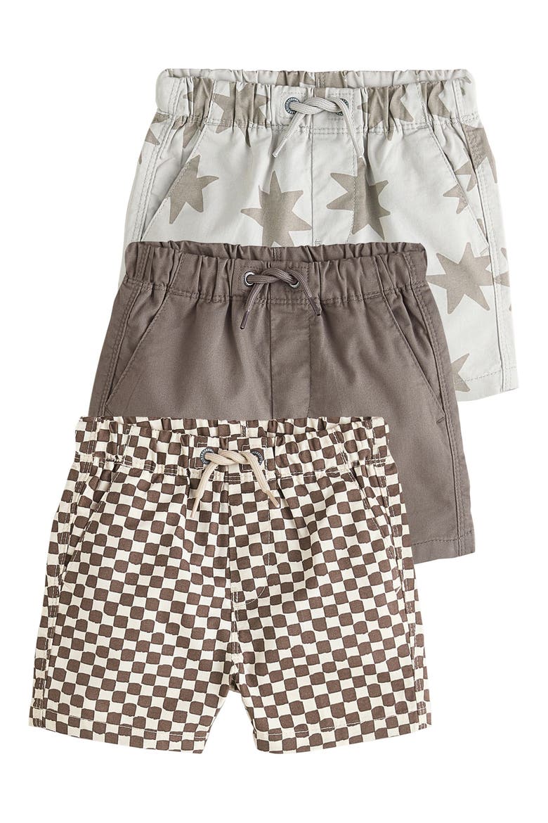 Kids' Set of 3 Assorted Cotton Shorts, Main, color, BROWN