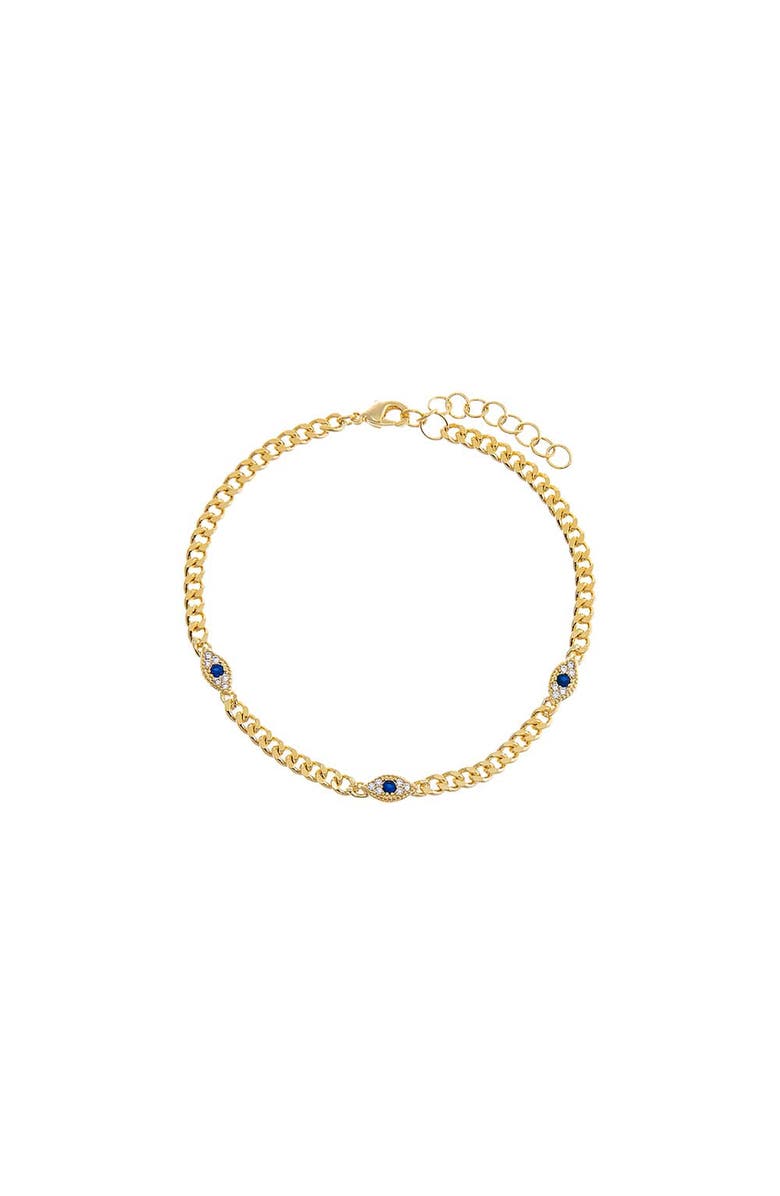 BY ADINA EDEN Multi Evil Eye Cuban Chain Bracelet, Main, color, Gold