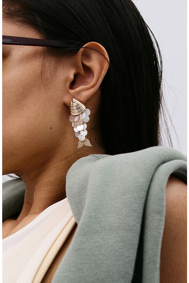 Ripple Effect Fish Statement Earrings, Alternate, color, WHITE