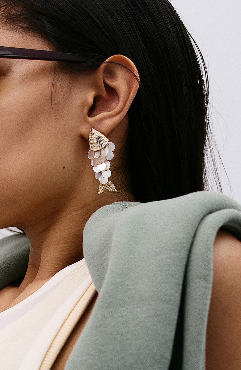 BaubleBar Ripple Effect Fish Statement Earrings, Alternate, color, White