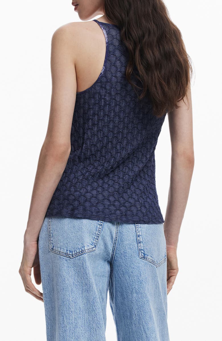 Desigual Print Tank Top, Alternate, color, Navy Blue