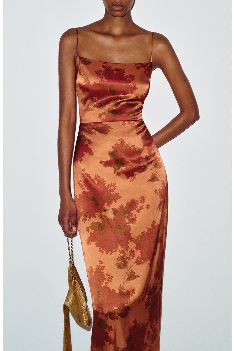 Frankie Floral Silk Jacquard Dress, Alternate, color, BURLESQUE