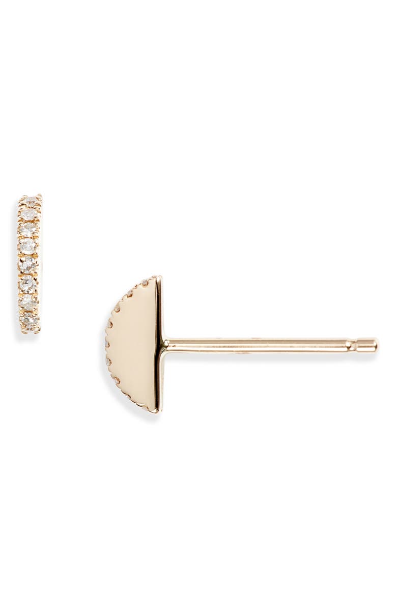 Dana Rebecca Designs Pavé Diamond Half Moon Studs, Main, color,