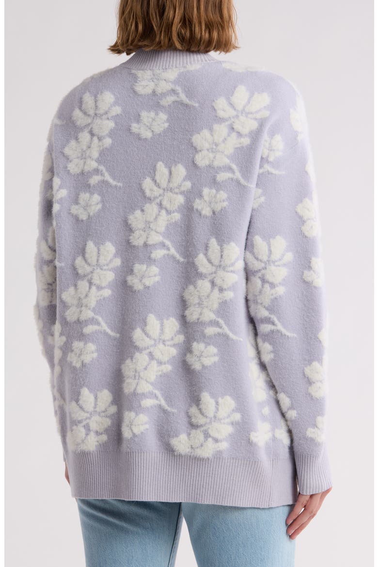 Floral Jacquard Cardigan, Alternate, color, VIOLET / IVORY