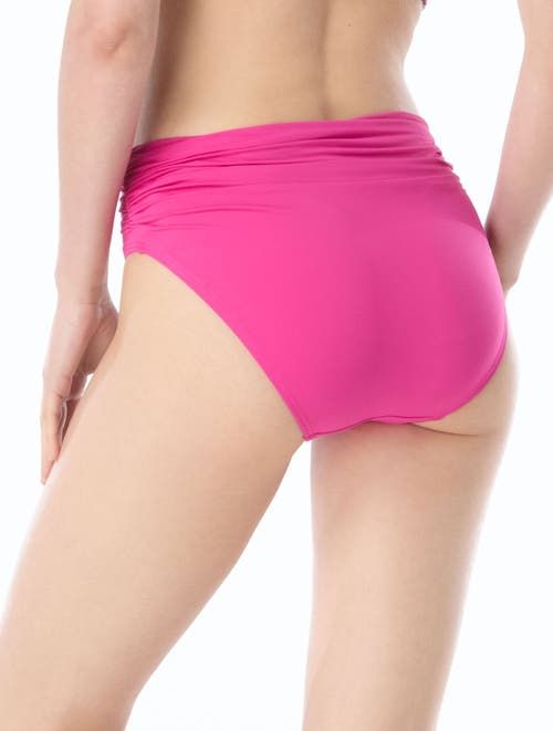 Carmen Marc Valvo Solid Shirred Bikini Bottom In Pink
