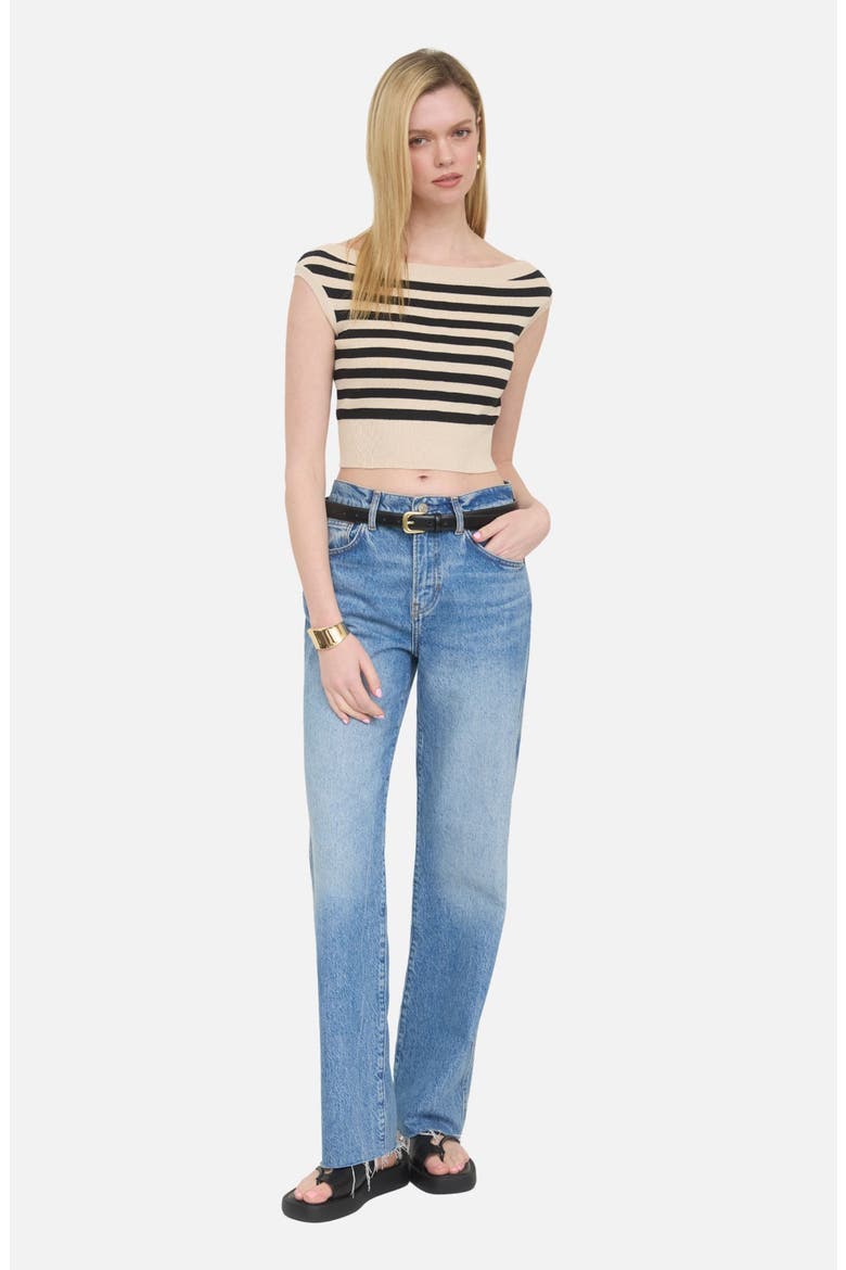 Off-the-Shoulder Knit Crop Top, Alternate, color, BLACK