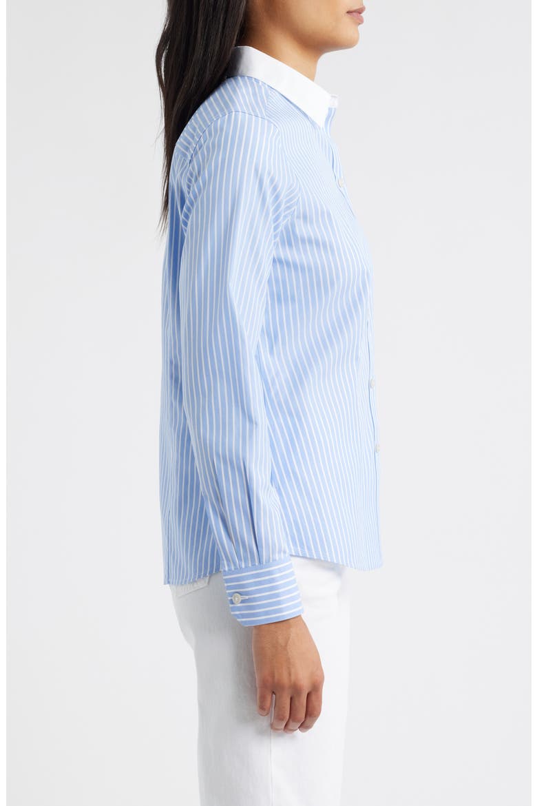 Dianna Stripe Non-Iron Cotton Shirt, Alternate, color, BLUE WHITE STRIPE
