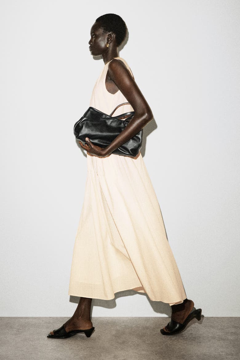 Gathered Tiered Cotton Maxi Dress, Alternate, color, IVORY