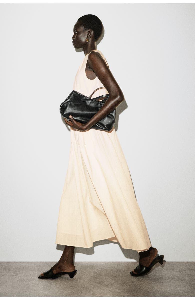 COS Gathered Tiered Cotton Maxi Dress, Alternate, color, Ivory