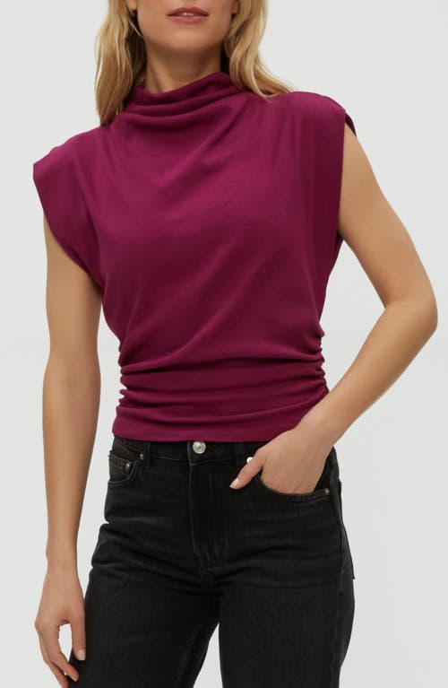 Michael Stars Amara Cropped Power Shoulder Tee In Red