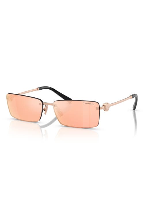 Tiffany & Co . 60mm Rectangular Sunglasses In Rose Gold
