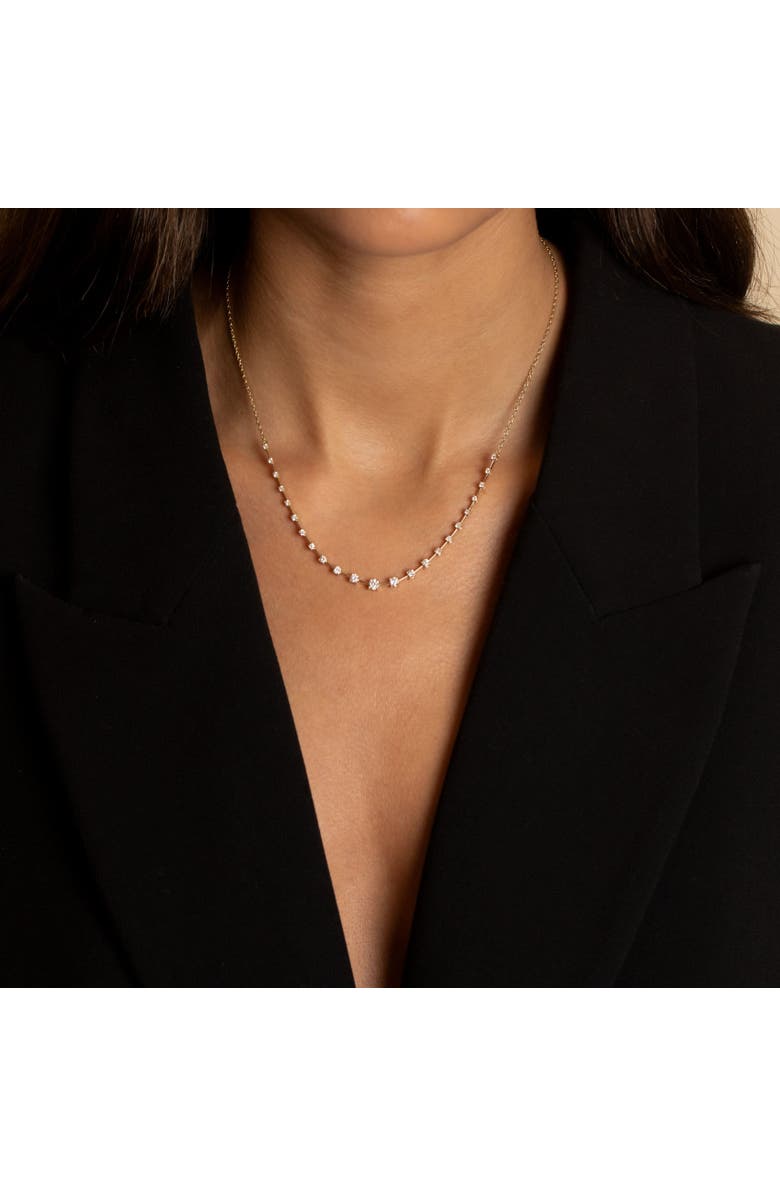 BY ADINA EDEN Diamond Scattered Stones X Bar Half Tennis Necklace 14K, Alternate, color, 14K Gold