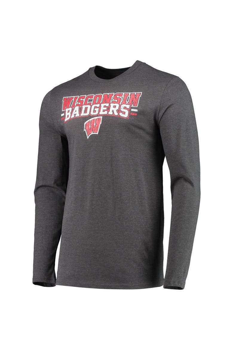 Men's Concepts Sport Red/Heathered Charcoal Wisconsin Badgers Meter Long Sleeve T-Shirt & Pants Sleep Set, Alternate, color, Red