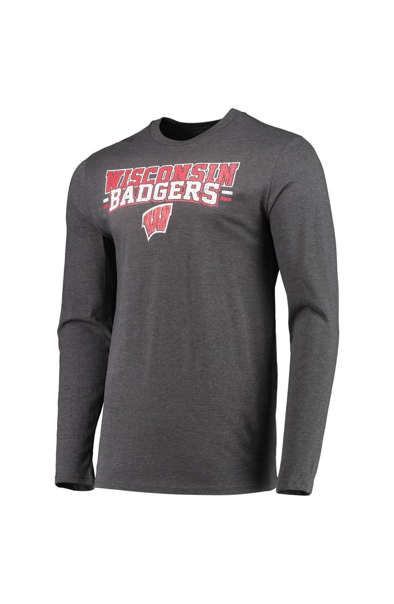 CONCEPTS SPORT Men's Concepts Sport Red/Heathered Charcoal Wisconsin Badgers Meter Long Sleeve T-Shirt & Pants Sleep Set, Alternate, color, Red