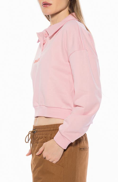 Alexia Admor Kario Crop Polo Sweatshirt In Pink
