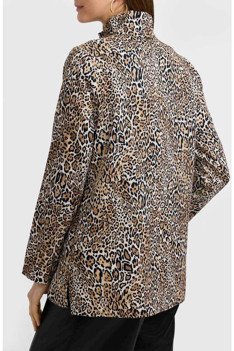 Carolina Leopard Print Cotton Sateen Button-Up Shirt, Alternate, color, BROWN MULTI