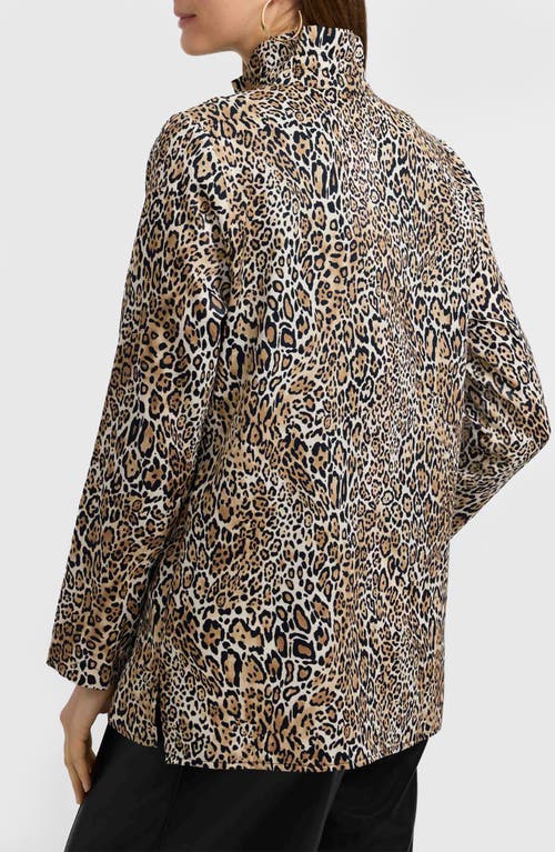 Foxcroft Carolina Leopard Print Cotton Sateen Button-up Shirt In Multi