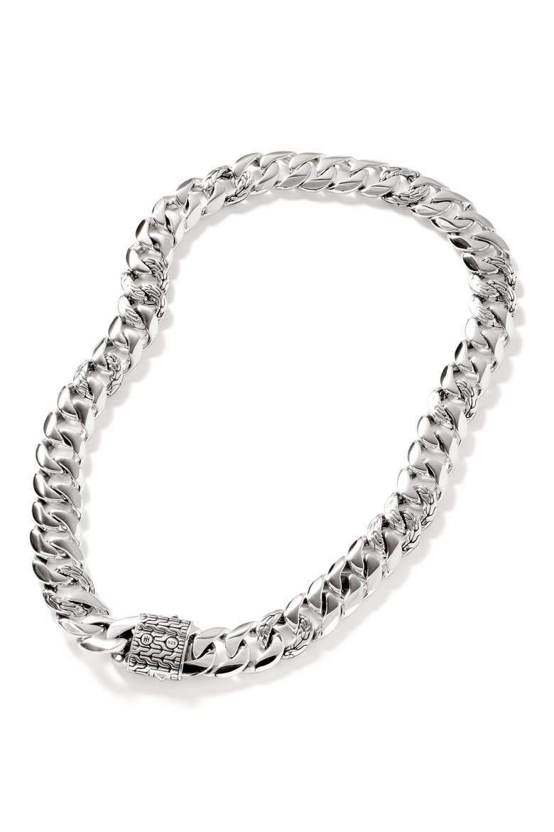 Curb Chain Necklace, 14mm, Alternate, color, SILVER