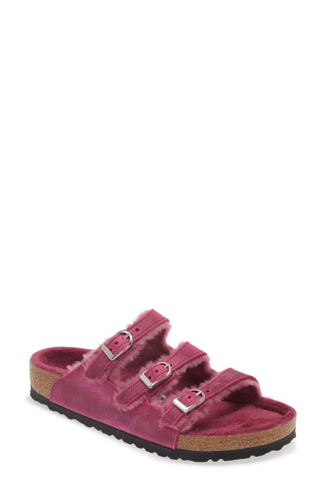 Florida Genuine Shearling Lined Slide Sandal (Women)