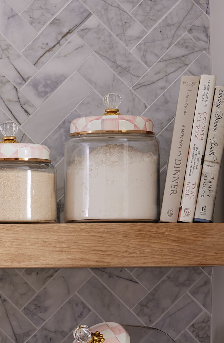 MACKENZIE CHILDS Rosy Check Large Kitchen Canister, Alternate, color, Rosy