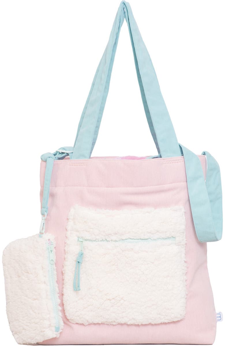 mimish Kids
Colorblock Corduroy
Faux Shearling Tote, Main, color, Cotton Candy/ Fair Aqua