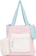 mimish Kids' Colorblock Corduroy & Faux Shearling Tote