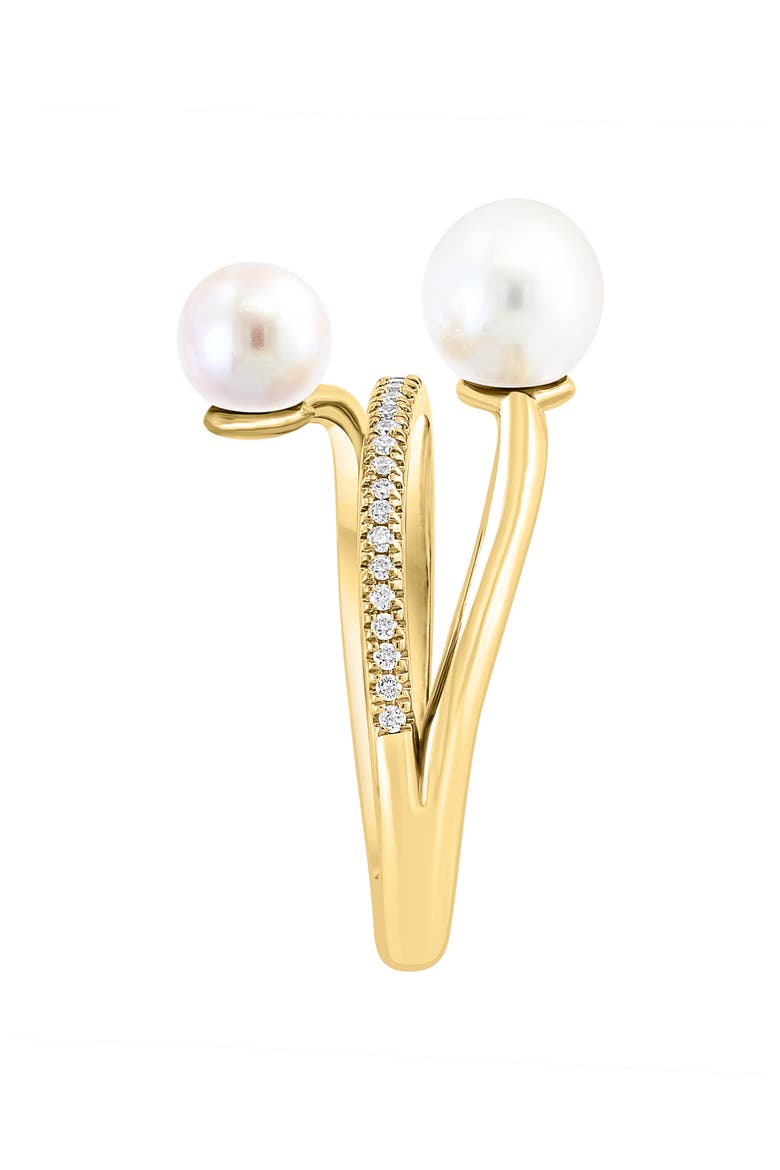 Diamond & Cultured Pearl Crossover Ring, Alternate, color, WHITE