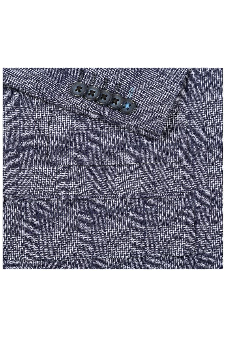 Plaid Navy Mélange Suit, Alternate, color, NAVY