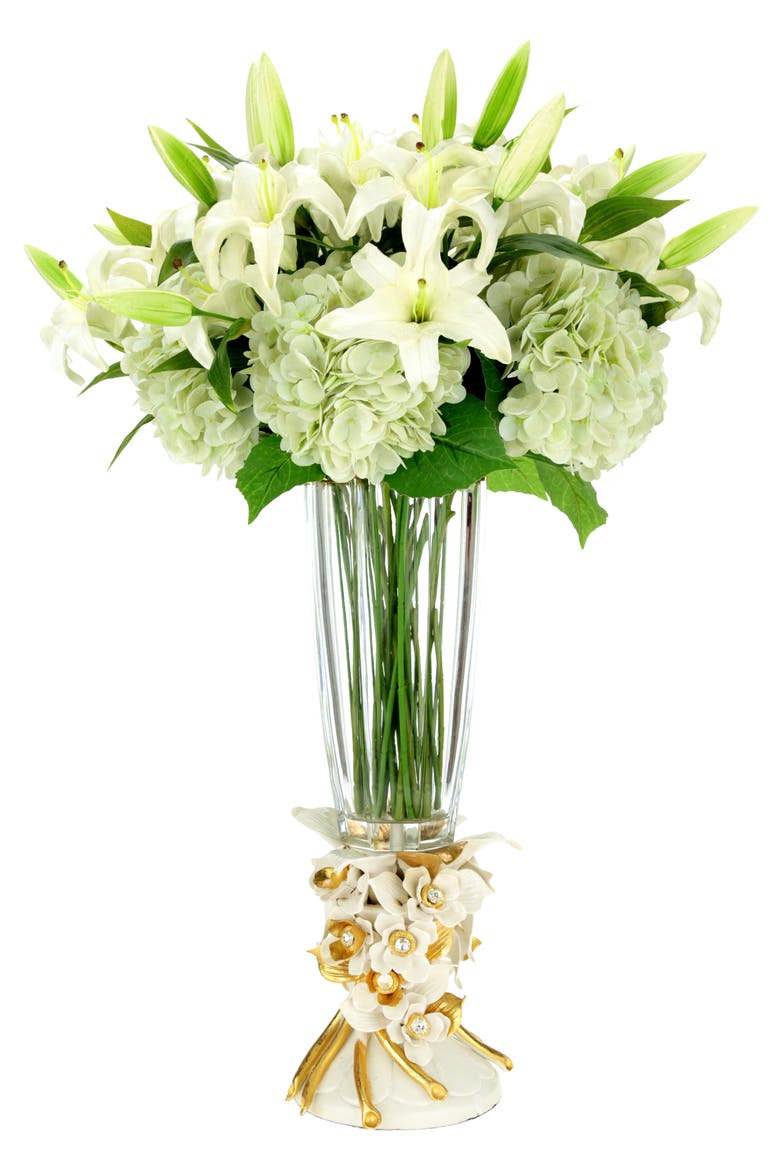 Majestic Lily and Hydrangea in Vase, Main, color, Blush
