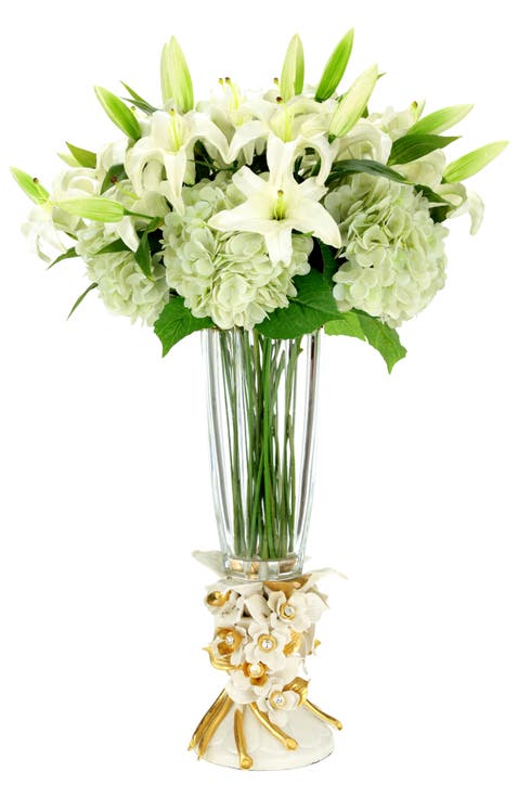 Majestic Lily and Hydrangea in Vase