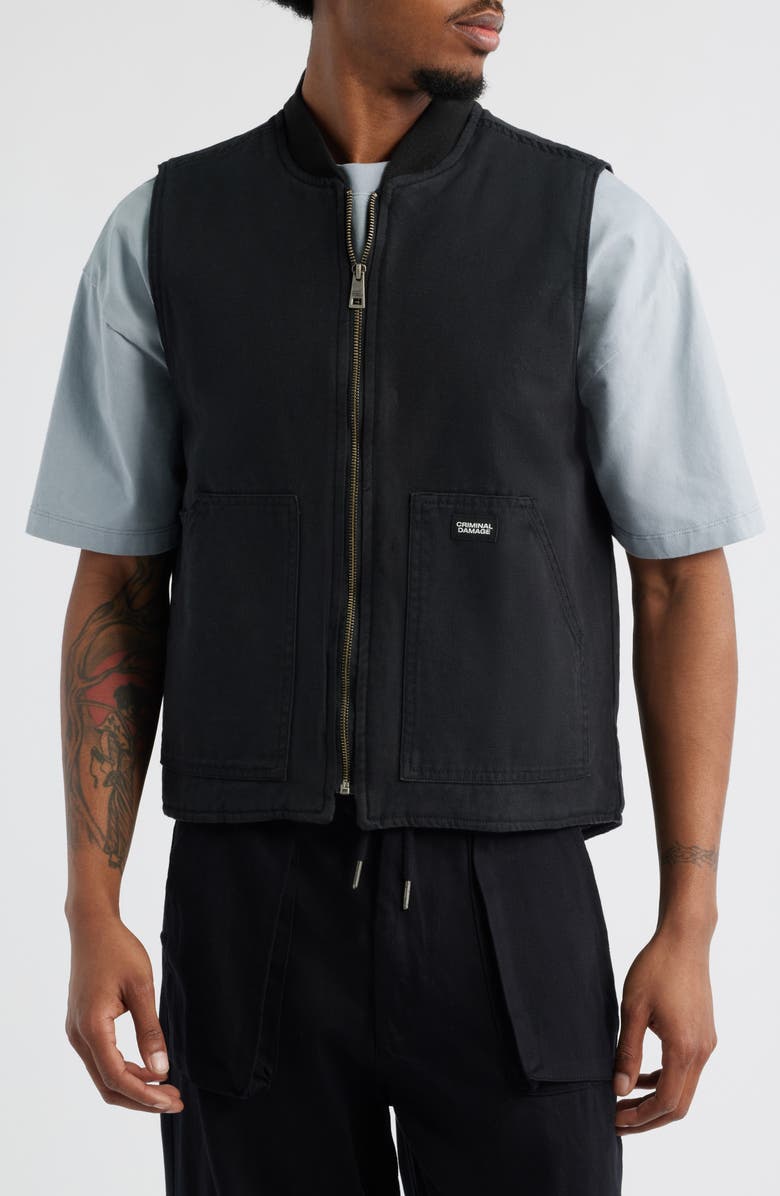 CRIMINAL DAMAGE Cotton Twill Workwear Vest, Alternate, color, 
