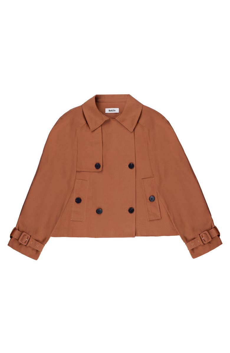 Ro&Zo Long Sleeve Short Trench Jacket, Alternate, color, Brown