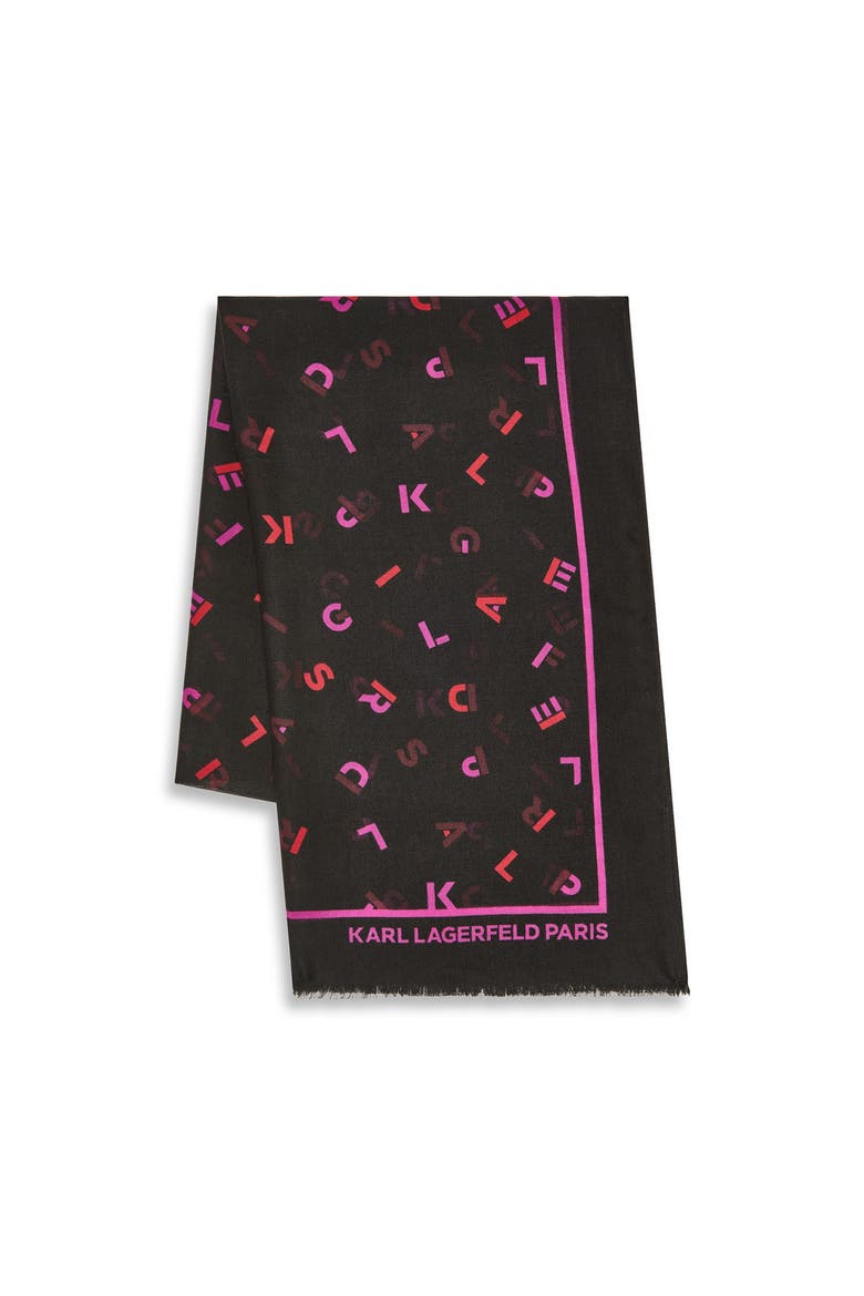 Scattered Letters Scarf, Alternate, color, BLACK