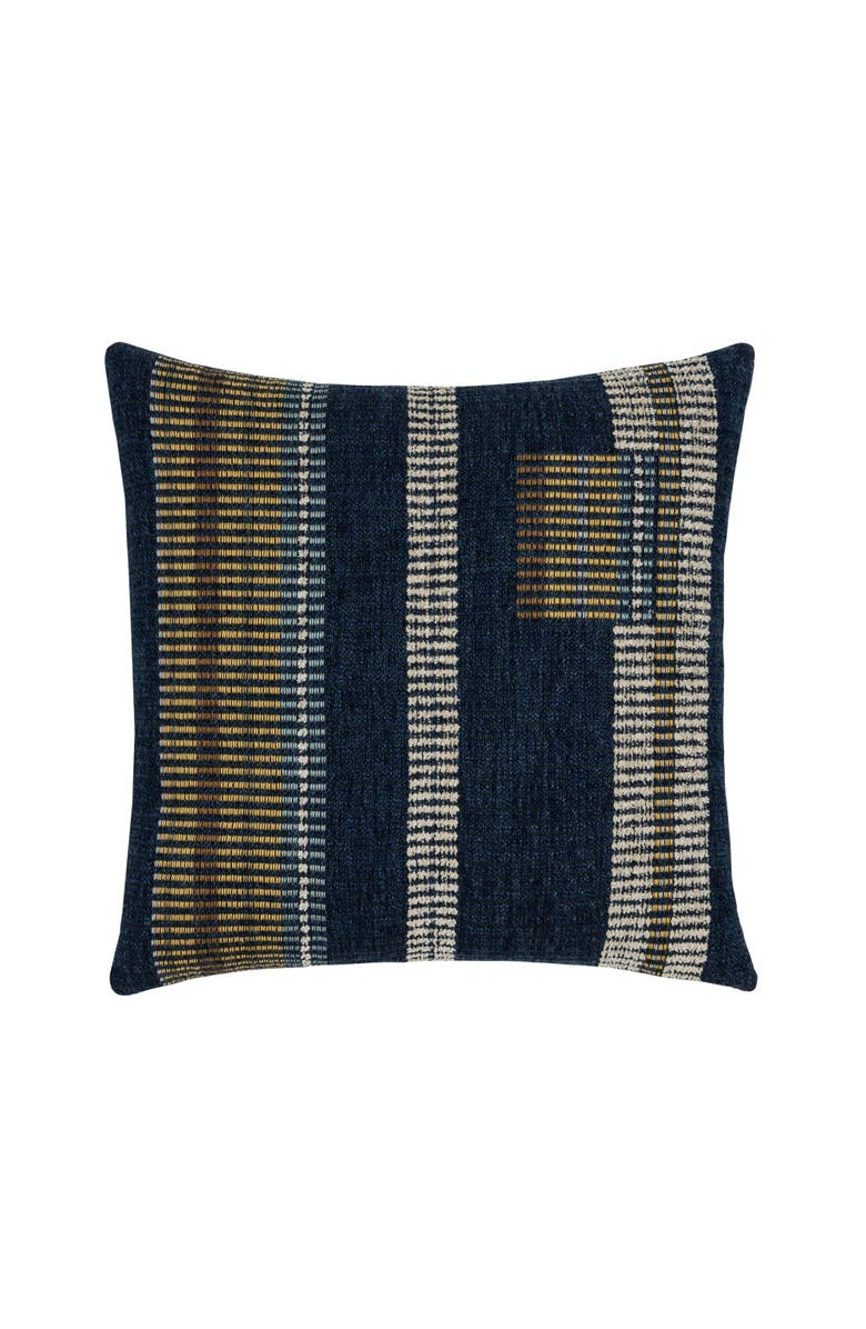 Elaine Smith Voyage Indigo textured with chenille Indoor & Outdoor Woven Accent Pillow, Main, color, Indigo