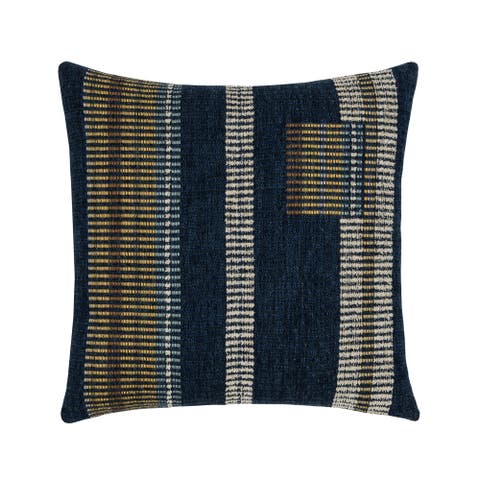 Voyage Indigo textured with chenille Indoor & Outdoor Woven Accent Pillow