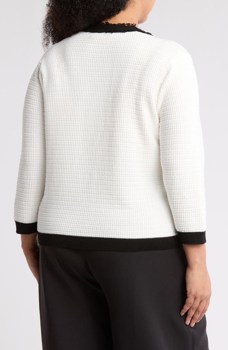 Adrianna Papell Frayed Edge Colorblock Cardigan, Alternate, color, 