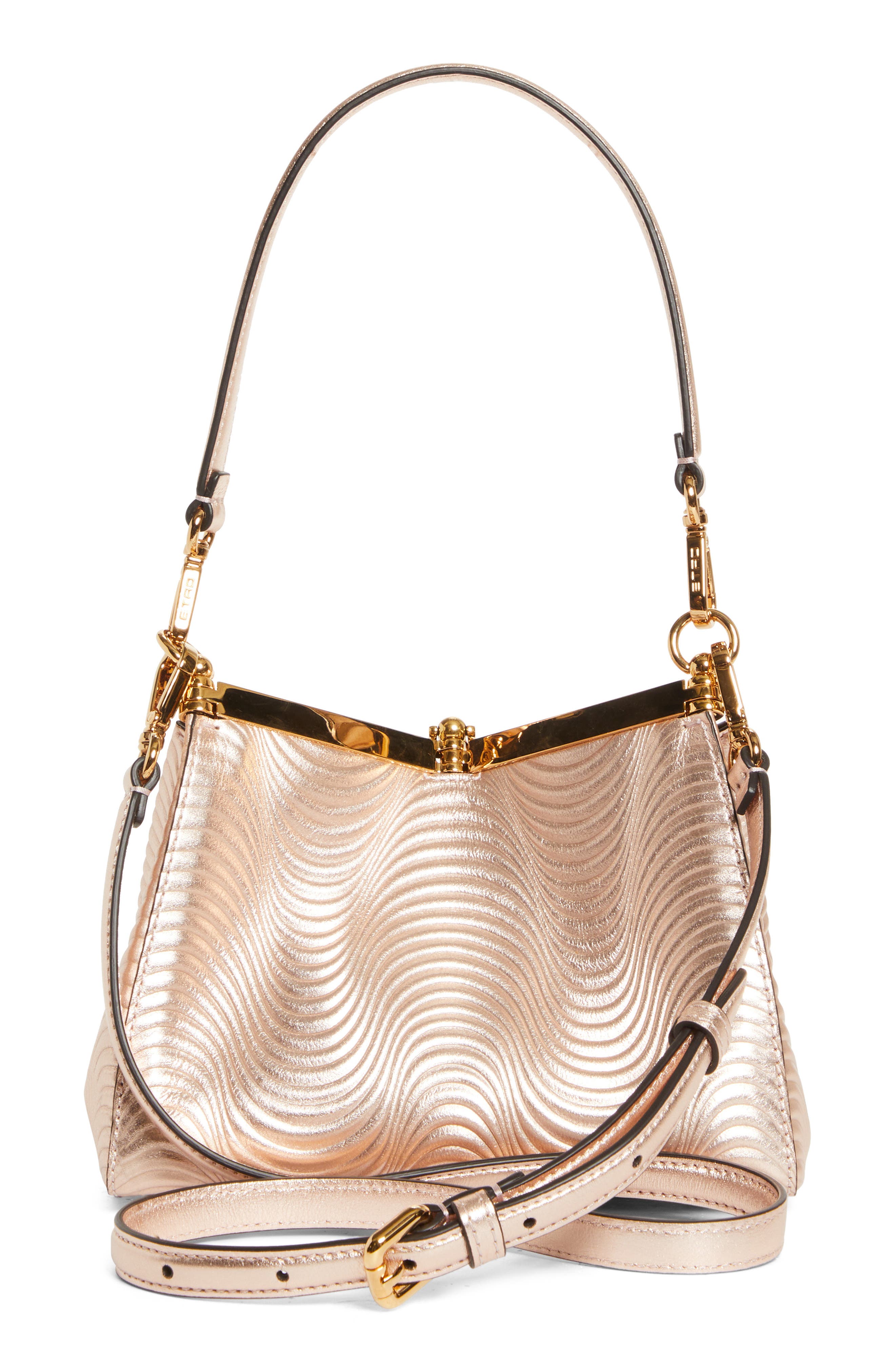 Etro Small Vela Wave Leather Shoulder Bag, Alternate, color, M0421 Beige