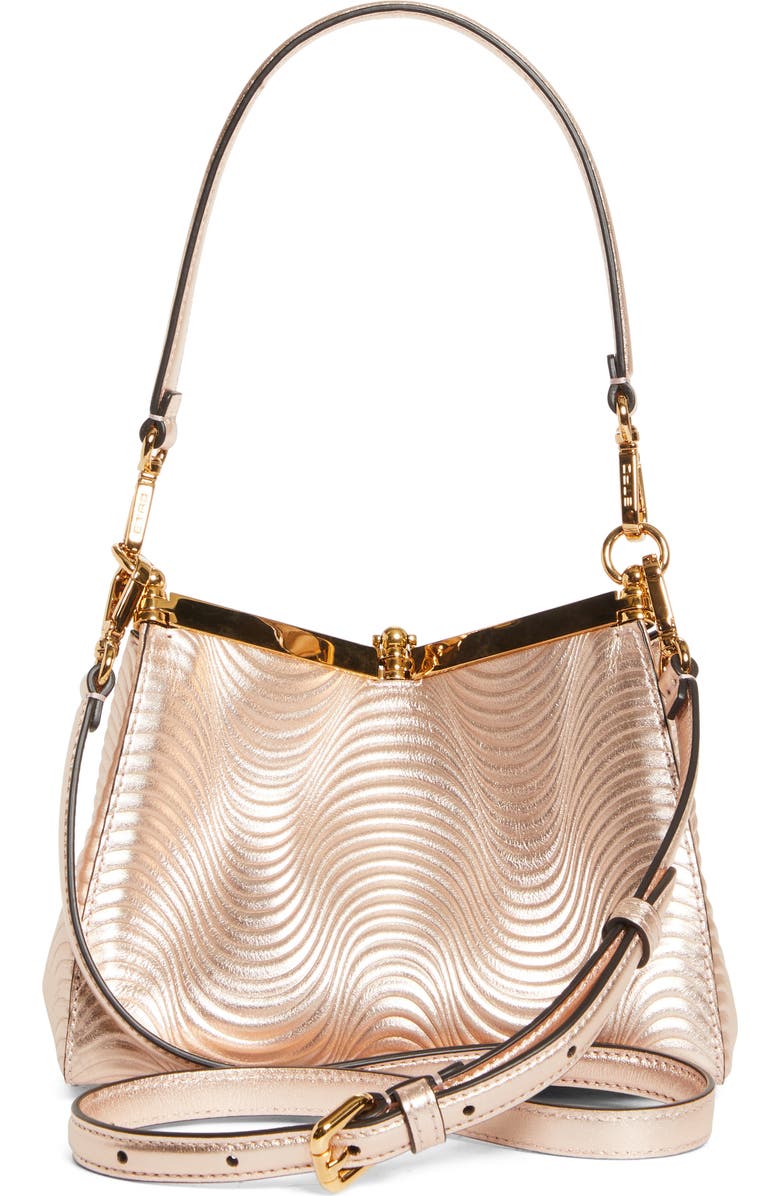 Etro Small Vela Wave Leather Shoulder Bag, Alternate, color, M0421 Beige