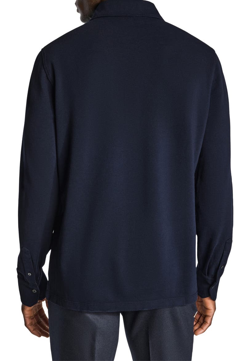 Long Sleeve Organic Cotton Polo, Alternate, color, NAVY